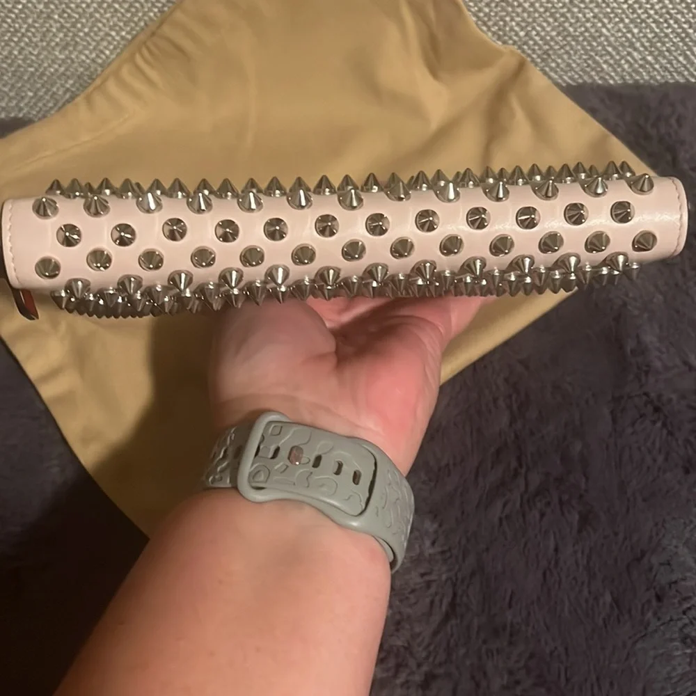 EUC Authentic Christian Louboutin Panettone pale pink zippy wallet and dust bag